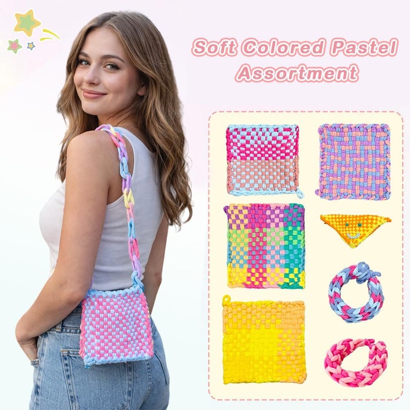 Raylinix 800pcs Loom Loops Refill for 7-Inch Weaving Loom – Pastel Nylon Potholder Bands for Adults DIY Craft, Makes 23 Coasters - Image 5